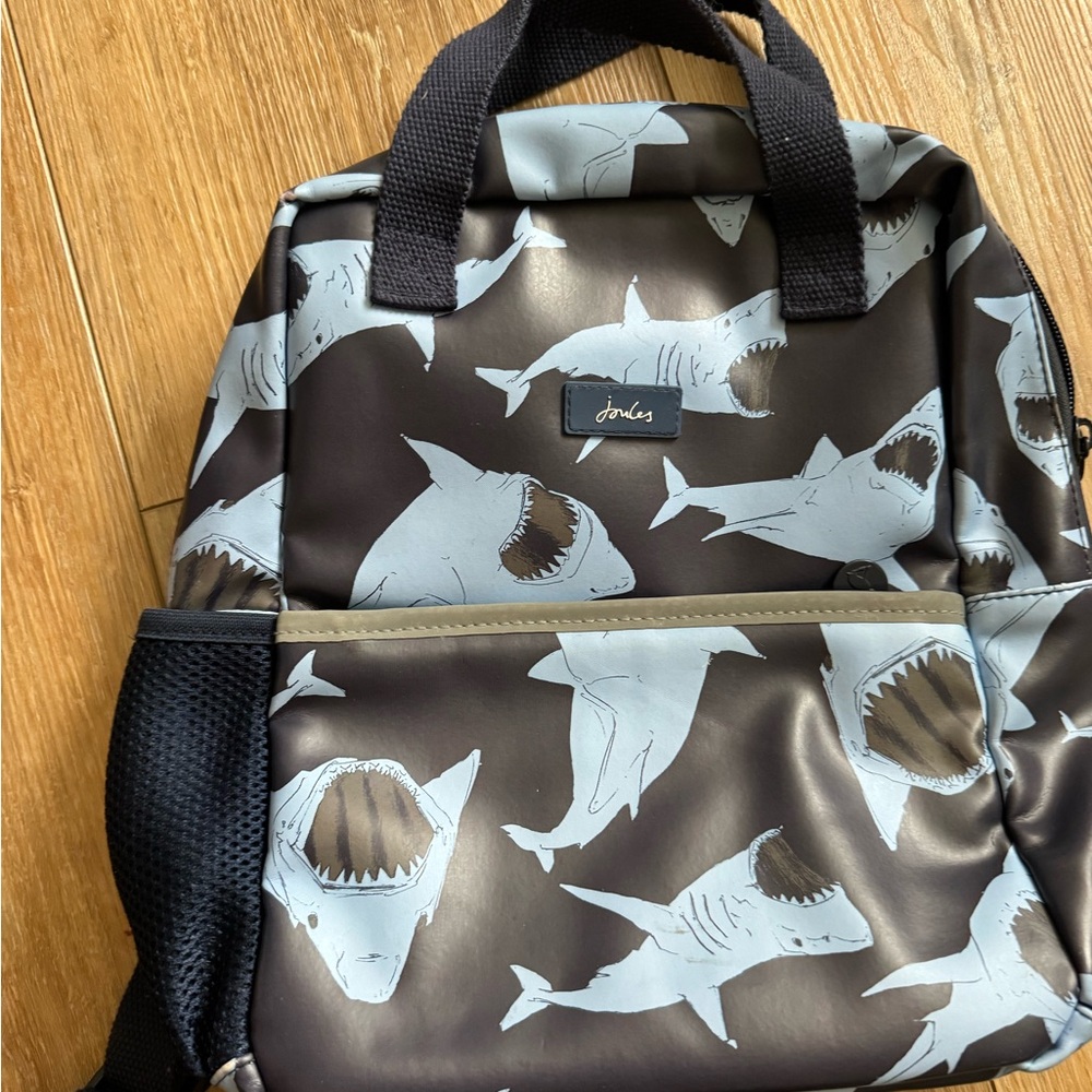Joules Brown and Blue Shark Print Backpack